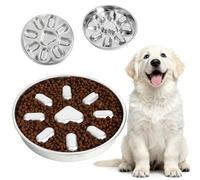 Stainless Steel Slow Feed Dog Bowl, 9 Protrusions Circular Design for Puppies and Dogs, Anti-Choke Pet Feeder, Reduces Mess, Non-Skid Base
