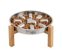 Stainless Steel Slow Feeder Dog Bowl, Elevated Slow Feeder Dog Bowl, Anti-Choke Pet Dish, Elevated Wooden Stand