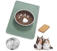 Stainless Steel Slow Feeder Dog Bowls - Non-Slip Metal Dog Bowl for Large & Medium Breeds, Puppy Puzzle Feeder - 2 Cup Capacity for Small to Big Pets - Durable Slow Feed Dog & Cat Food Dish with Mat