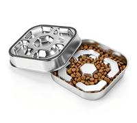 Stainless Steel Slow Feeder Dog Bowls with Non-Slip Rubber Base | Dog Slow Feeder Bowl, 2 Cups Anti-Choking Double-Sided Metal Puzzle Feeder for Small Medium Large Dogs to Slow Down Eating