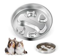 Stainless Steel Slow Feeder Dog & Cat Bowl - Large & Medium Breed, Puppy Puzzle Feeder, 2 Cup Metal Pet Dish for Small to Big Pets, Slow Feed Dog & Cat Food Bowl, Non-Slip Dog Feeding Station