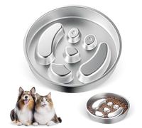 Stainless Steel Slow Feeder Dog & Cat Bowl - Large & Medium Breed, Puppy Puzzle Feeder, 2 Cup Metal Pet Dish for Small to Big Pets, Slow Feed Dog & Cat Food Bowl, Non-Slip Dog Feeding Station
