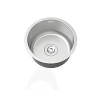Stainless Steel Small Kitchen Sink,Silver Round Sink Single Bowl,Caravan Sinks with Drainer Fittings and Overflow for Campervan Bar,Undermount and Topmount (Ø 38cm)