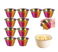 Stainless Steel Small Sauce Dishes Dipping Bowls Seasoning Individual Round Condiments Cups Ramekins Dip Serving Mini Milk Jugs for Coffee Creamer Sauces (Rainbow, 100ml)
