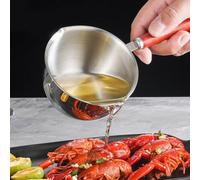 Stainless Steel Small Sauce Pan, Butter Warmer Milk Pot Oil Pouring Pan for Induction Gas Electric Stoves Wooden Handle(400ml)