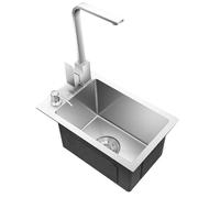 Stainless Steel Small Single Bowl Kitchen HYJAUSXB - Compact Mini Narrow & Long for Washing Vegetables Dishes Space-Saving Bar RV Apartment Tiny Home(55 * 35 22cm)