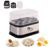 Stainless Steel Smart Egg Cooker, 6 Egg Capacity, Rapid Electric Boiler with Auto Shut Off & Boil-dry Protection, for Hard/Soft/Medium Boil Eggs, Corn, and Buns.