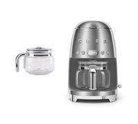 (Stainless Steel) Smeg DCF02 Drip Filter Coffee Machine +DCG01 Glass Carafe Spare Jug Bundle
