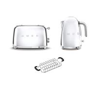 Smeg KLF03 Kettle + TSF01 Toaster + TSBW01 Bun Warmer Bundle - Stainless Steel