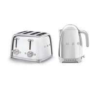 (Stainless Steel) Smeg TSF03 4-Slice Toaster & KLF04 1.7L Variable Temperature Controlled Kettle Bundle