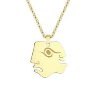 Stainless Steel Smiley Face Pendant Necklace Minimalist Facial Jewelry For Women