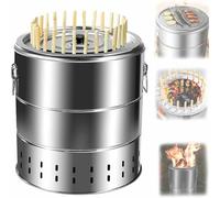 Stainless Steel Smokeless Charcoal Barrel Grill, With 28 Skewers And BBQ Grill Grate, For Outdoor Indoor Camping - Portable Kebab Grill