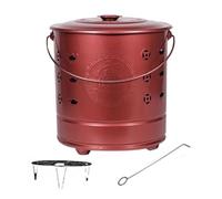 Stainless Steel Smokeless Outdoor Incinerator Fire Pit - Garden for Trash, Leaves & Wood - Includes Fire Hooks & Handle - Ideal Backyard Bonfire Solution (Red, 2)