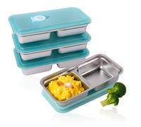 Stainless Steel Snack Boxes with 2 Compartments Reusable Snack Containers for School Work Travel Divided Bento Lunch Boxes Meal Prep Containers for Adults(4 Pack)