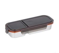 Stainless Steel Snack Container With Compartments And Plastic Lid For Meal Prep Portion Control At Home Work Or Outdoor Adventures Silver Color(B)