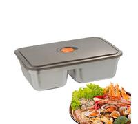 Stainless Steel Snack Containers - Food Container 2 Dividers, Portable Leakproof Small Metal Box, Fridge Meal Prep Kitchen, Work Travel Gym Picnic Hiking | Eco-Friendly Lunchbox for Daycare School