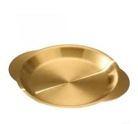 Stainless Steel Snack Plate with Double Handles, Stackable Flat Shallow Grill Tray, Kitchen Dinnerware for Serving Fruits, Desserts and Appetizers(gold)