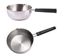 Stainless Steel Snow pan, Stainless Steel pan Nonstick 430 Steel Saucepan Milk Sauce Pan Traditional Japanese Deep Type Fryer Pot with Non-Slip Insulation Handle(18cm/7in)