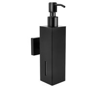 Stainless Steel Soap Dispenser with Pump, 21x18.7x5cm Wall Mounted Matte Black Shampoo Dispenser Hand and Dish Soap Dripless Pump Bottle for Bathroom Kitchen Home Hotel