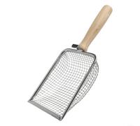 Stainless steel soil shovel and sieve with wooden handle for separating debris from soil, suitable for flower bed and potting soil preparation (5.0mm)