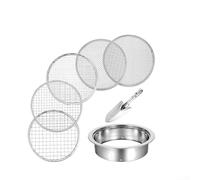 Stainless Steel Soil Sieve Set, 1Mm, 3Mm, 6Mm, 9Mm, And 12Mm Interchangeable Garden Sieve-inserts For Soil, Weeds, Cat Litter, Compost