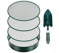 Stainless Steel Soil Sieve Set with 4 Interchangeable Mesh Sizes 3mm 6mm 9mm 12mm and Shovel for Gardening Compost and Rock Screening Long Lasting Easy Clean(Screen Frame)