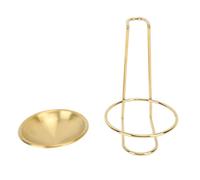 Stainless Steel Soup Ladle Holder | Vertical Spoon Rest for Kitchen Utensils/Hot Pot/Cooking | Space Saving Utensil Stand with Easy Access Design (Golden with 1 Plate)