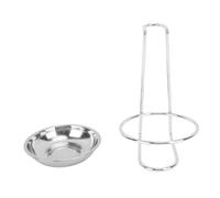 Stainless Steel Soup Ladle Holder | Vertical Spoon Rest for Kitchen Utensils/Hot Pot/Cooking | Space Saving Utensil Stand with Easy Access Design (Silver with 1 Plate)