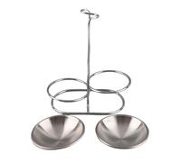 Stainless Steel Soup Ladle Holder | Vertical Spoon Rest for Kitchen Utensils/Hot Pot/Cooking | Space Saving Utensil Stand with Easy Access Design (Silver with 2 Plate)