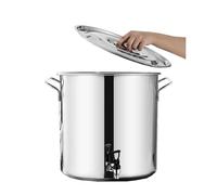 Stainless Steel Soup Pot with Lid - Versatile Stockpot Large Capacity 5-90LComposite Bottom Ideal for Cooking Serving and Wine Bucket Milk Can with Tap (25 * 40cm 17L)