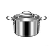 Stainless Steel Soup Pot with Overflow for Induction and Gas Cookers Featuring Tempered Glass Lid and Riveted Handles, Designed for Efficient Heat Distribution and Easy Cleaning