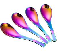 Stainless Steel Soup Spoons with Rainbow Magic Mirror Finish, Heavy-Duty Table Spoons, Set of 4