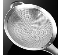 Stainless Steel Soy Strainer for Fine-mesh Milk Nut Milk Gravy Filtration - Mesh Kitchen Strainer Spoon for Rinsing Flour Sifting Fruit and Straining Yogurt (Large)(Medium)