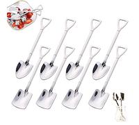 Stainless steel spade spoon, shovel-shaped creative shovel net red spoon, watermelon spoon milk tea coffee sugar spoon ice cream dessert spoon (8pcs)