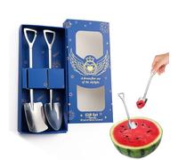 Stainless Steel Spade Spoons, 2 Pcs Shovel Spoons Fork Set with Packaging Box, Creative Spade Spoon/Fork for Coffee Latte Ice Cream Tea Dessert Mixing Spoons, Dining Table Restaurant Reunion(Silver)