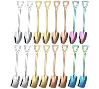 Stainless Steel Spade Spoons,DBAILY 16pcs Shovel-Shaped Creative Coffee Spoon Dessert Spoon Ice Cream Scoop Stir Watermelon Spoon for Dining Table Restaurant Reunion