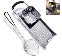 Stainless Steel Spaetzle Noodle Maker, Manual Traditional German Egg Noodle Dumpling Maker, Homemade Pasta Spaeztle Maker Machine with Handheld Spider Strainer Timesaver Kitchen Utensil