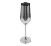 Stainless Steel Sparkling Wine Flute 200ml High Footed Shatterproof Goblet | Silver Mirror Finish, Long Stem Design, Elegant Retro Styling, Suitable for Juice, Sake, Weddings, Parties and Poolside Use