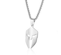 Stainless Steel Spartan Warrior Helmet Pendant Necklace,Men Women 18K Gold Plated Rome Empire Necklace Jewelry 24 Inch Chain, Stainless Steel, No Gemstone
