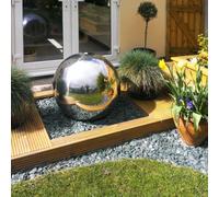 Stainless Steel Sphere Water Feature Fountain Lights Polished 120cm Primrose Metallic Silver One Size
