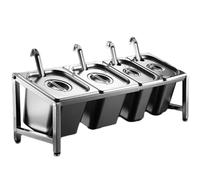 Stainless Steel Spice Rack 5 Pan 304 Commercial nizer All in One Jam Holder Kitchen Countertop Shelf for Cafeteria Beverages (B 18x7x8in)