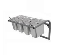 Stainless Steel Spice Rack, Pizza Topping Station, Wall-Mounted Buffet Container Set For Indoor And Outdoor Commercial Kitchens, Buffets, And Catering Events(F)(50X25X23Cm)