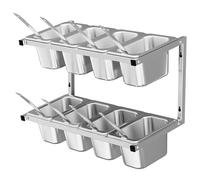 Stainless Steel Spice Rack Set, Wall-Mounted Commercial Condiment Racks, Topping Station Kitchen Buffet Dispenser Food Container For Seasoning Ingredient Sauce