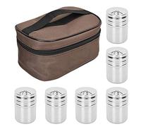 Stainless Steel Spice Shaker, 6PCS Seasoning Can Airtight Seasoning Jar Kit Pepper Salt Pot Kitchen Seasoning Can with Storage Bag for Outdoor Camping