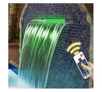 Stainless Steel Spillway, APP Control LED Lighted, Patio Waterfall Spillway Kit On The Wall For Garden, Easy Installation(40 cm)