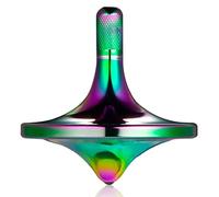 Stainless Steel Spinning Top, Well Made EDC Metal Decompression Toy, Perfectly Balanced, Spin Smooth, Helps Relieve Stress and Anxiety, Effective time-killing Desktop Toys (M/Iridescent)