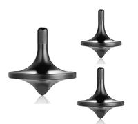 Stainless Steel Spinning Top, Well Made Metal Decompression Toy, Perfectly Balanced, Spin Smooth, Helps Relieve Stress and Anxiety, Effective Time-killing Desktop Toys (3PCS L+M+S/Black)