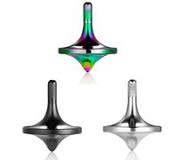 Stainless Steel Spinning Top, Well Made Metal Decompression Toy, Perfectly Balanced, Spin Smooth, Helps Relieve Stress and Anxiety, Effective Time-killing (3PCS Black+Silver+Iridescent/S)