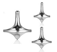 Stainless Steel Spinning Top, Well Made Metal Decompression Toy, Perfectly Balanced, Spin Smooth, Helps Relieve Stress and Anxiety, Effective Time-killing Desktop Toys (3PCS L+M+S/Silver)