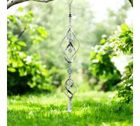 Stainless Steel Spiral Wind Spinner - 57cm | Double & Triple Helix Garden Spinner for Outdoor Décor (Double Spiral Version)